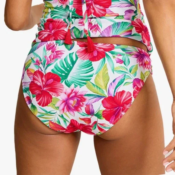 Tommy Bahama Island Cays Fiesta Reversible Shirred Hipster Bikini Bottoms - Picture 4 of 16